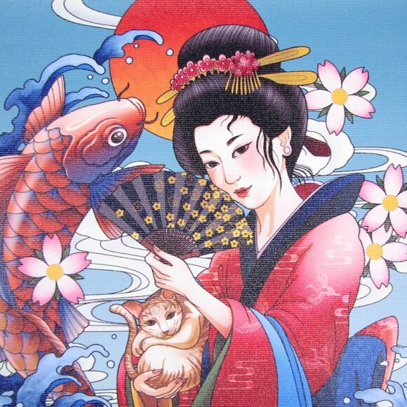 Japanese Art Prints Unframed Lot of 4 Colorful Heavy Canvas 12" X 16" Cryuwox - Picture 3 of 11